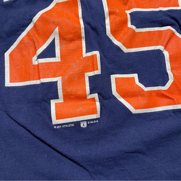 Vintage Detroit Tigers Fielder #45 T Shirt Single Stitch Navy Blue MLB - Picture 4 of 6